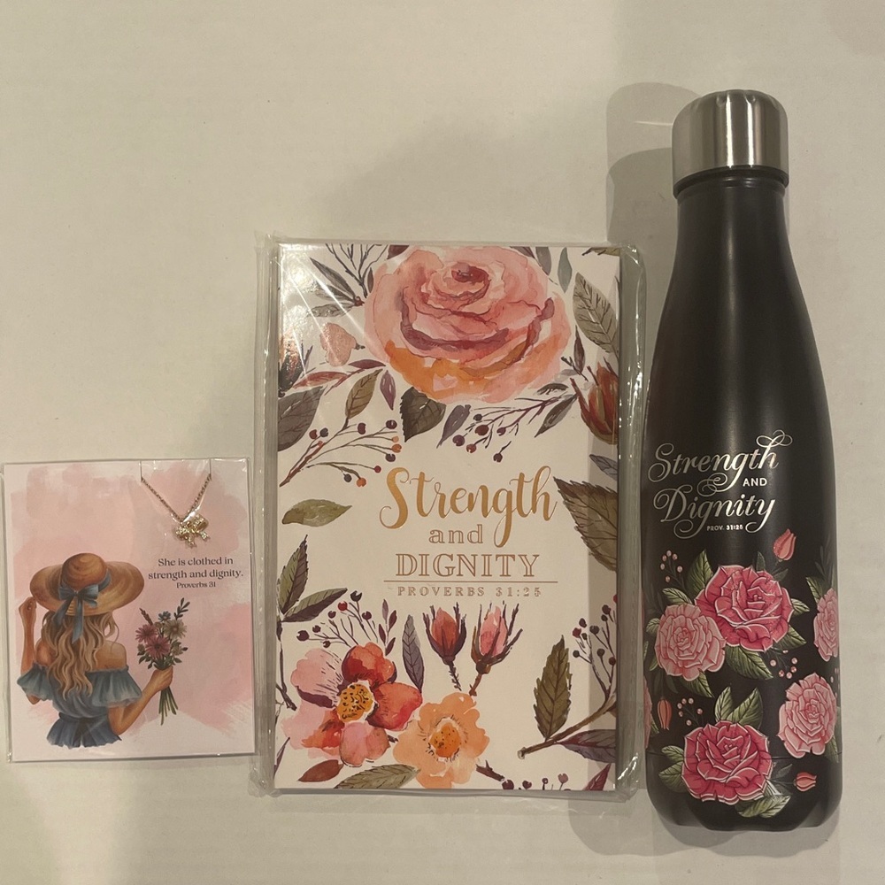 Floral Strength and Dignity Journal Faith Based Gift Set